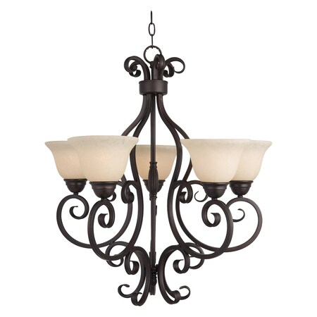 Maxim Five Light Oil Rubbed Bronze Frosted Ivory Glass Up Chandelier 12205FIOI